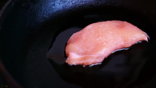 Frango Frito Filetes Peru Uma Panela Cozinhar Carne Frita Casa — Vídeo de Stock