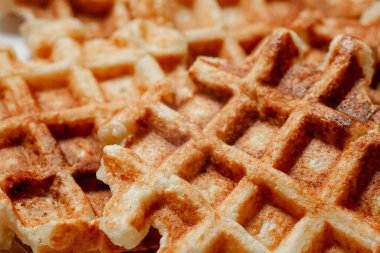 Belçika waffleları yakın plan. Ev yapımı.