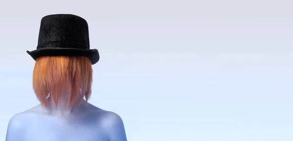 Kimliği Belirsiz Tanınmayan Bir Kadın Yüz Kılları Olan Siyah Şapkalı — Stok fotoğraf