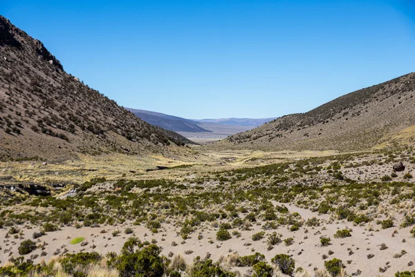 Paesaggio di una valle arida negli altopiani andini — Foto Stock