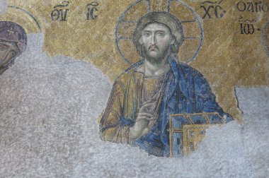 İsa Pantokrator temsili ile Mozaik. Ayasofya Soph