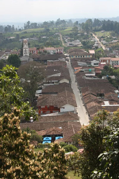 Aerial View Small Andean Peasant Village Salento Quindio Coffee Region — Stock Photo, Image