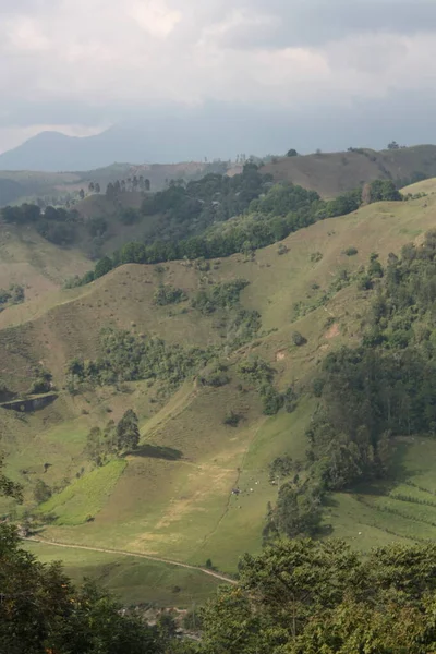 Montanhas Andinas Que Cercam Pequena Cidade Andina Cafeeira Salento Região — Fotografia de Stock