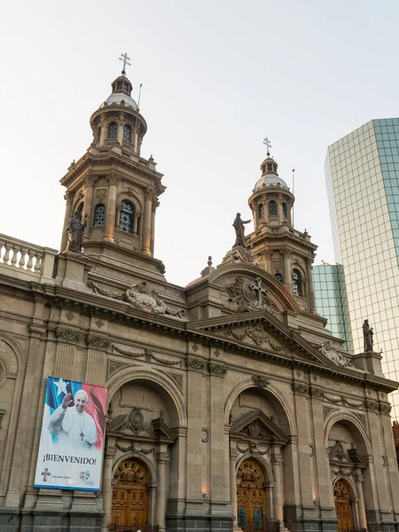 Santiago Chile January 2018 Metropolitan Cathedral Santiago Armas Square Main — Stock Photo, Image