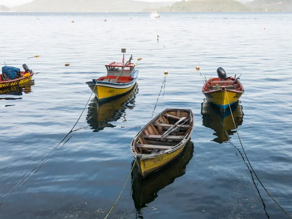 Corral Valdivia Chile January 2018 Small Fishing Boats Moored Coast — Stock Photo, Image