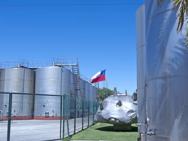 Wine metallic fermentation tanks. Chile — Stock Photo, Image