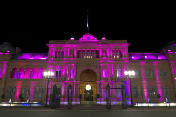 A Casa Rosada (rózsaszín ház) éjjel — Stock Fotó