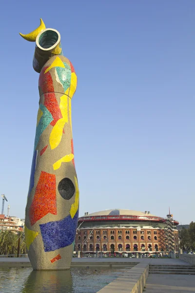 The statue Woman Bird, Joan Miro. Barcelona — Stock Photo, Image