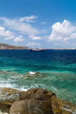Santorini Island, Yunanistan panoramik manzaralı