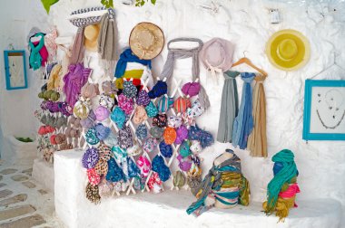 Detail image from a greek touristic shop on Mykonos island, Gree clipart