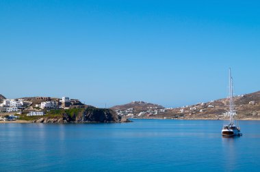 mykonos island, Yunanistan'ın panoramik manzarasını