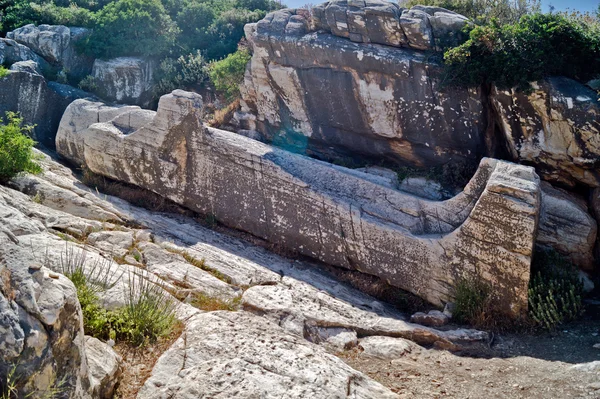 Statua Naxos Melanes Kouros, Grecia (6 metri di lunghezza, VII secolo — Foto Stock