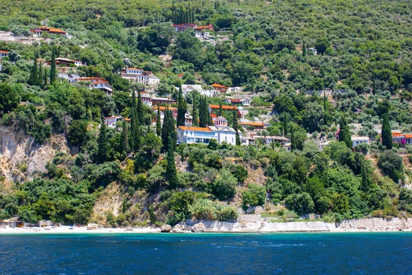 Kláštery na hoře athos, chalkidiki, Řecko — Stock fotografie