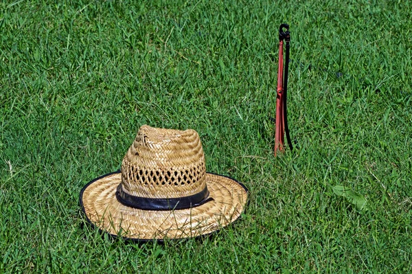 Hat on the lawn background — Stock Photo, Image