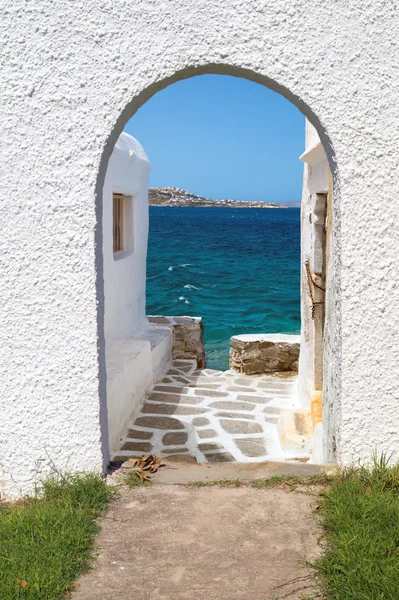 Panoramik mykonos island, Yunanistan — Stok fotoğraf