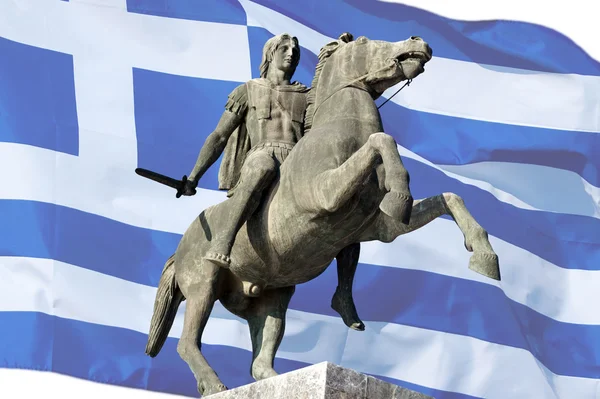 Staty av alexander stort i thessaloniki city, Grekland — Stockfoto