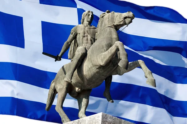 Staty av alexander stort i thessaloniki city, Grekland — Stockfoto