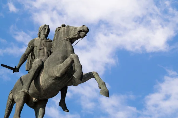 Estátua de Alexandre, o Grande na cidade de Salónica, na Grécia — Fotografia de Stock