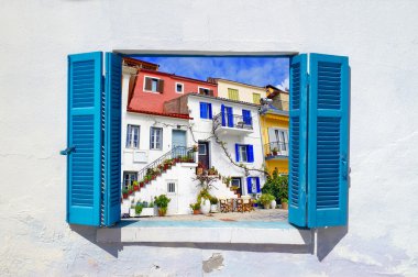 Parga şehir, Epir, Kuzey Yunanistan'ın geleneksel evleri 