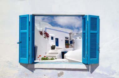 santorini Adası, gre oia köyün geleneksel mimari