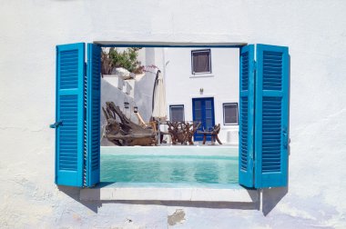 Romantik tatil günlerinde Santorini Island, Yunanistan