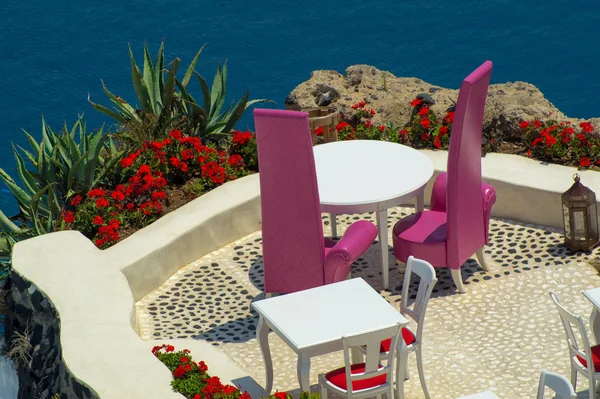 Beautiful balcony of Oia village on Santorini island, Greece — Stock Photo, Image