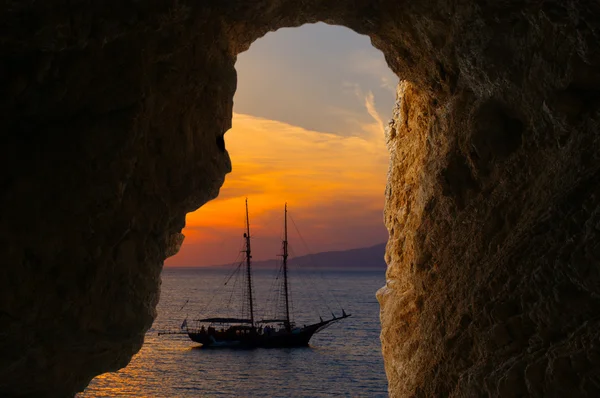 Sonnenuntergang auf der berühmten Insel Mykonos, Griechenland — Stockfoto