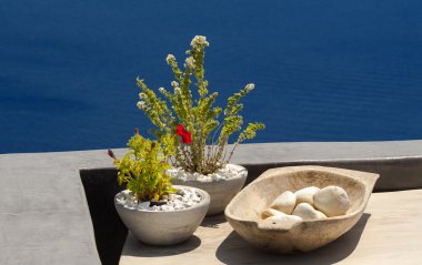 Açık dekorasyon Oia Köyü, Santorini Island, Yunanistan