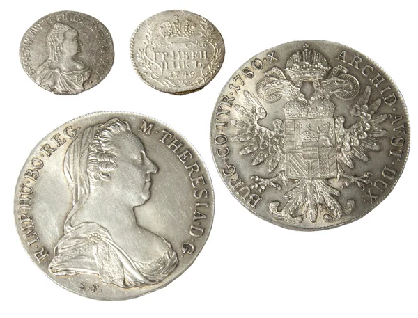 Antika mynt av olika metaller — Stockfoto