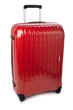 beyaz izole kırmızı karbon bavul