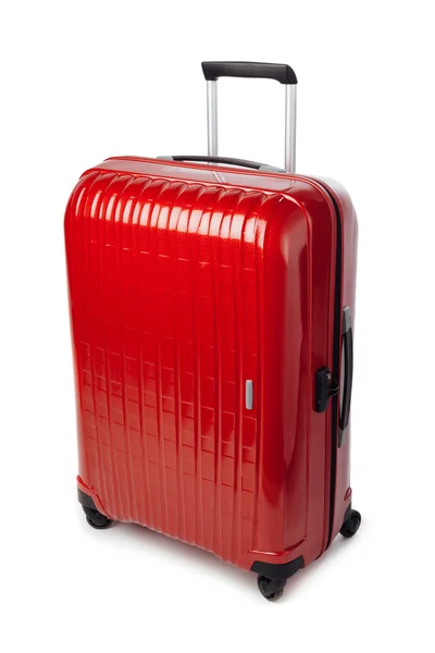 Red carbon suitcase isolated on white — Stock Photo, Image