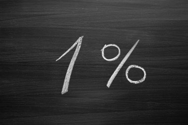 yüzde bir başlık ile bir Tebeşir tahtaya yazılmış