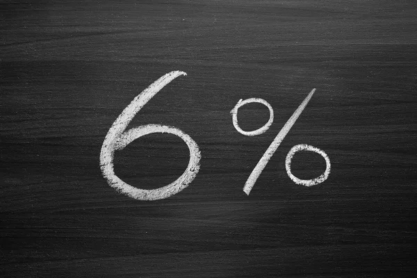 Six percent header written with a chalk on the blackboard — Stock Photo, Image