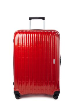 beyaz izole kırmızı karbon bavul