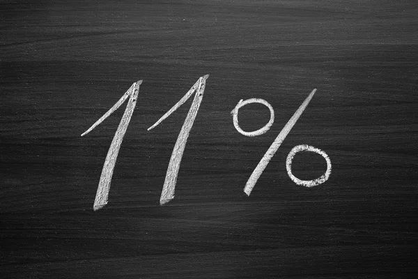 11 percent header written with a chalk on the blackboard — Stock Photo, Image