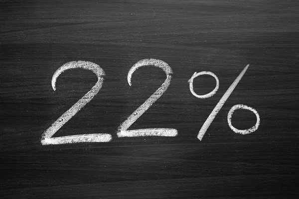 22 percent header written with a chalk on the blackboard — Stock Photo, Image