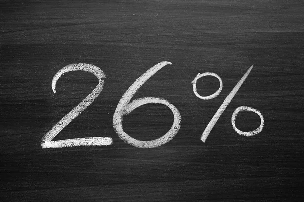 26 percent header written with a chalk on the blackboard — Stock Photo, Image