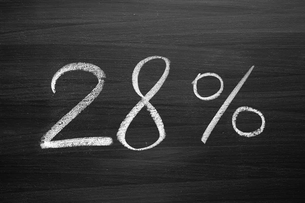 28 percent header written with a chalk on the blackboard — Stock Photo, Image