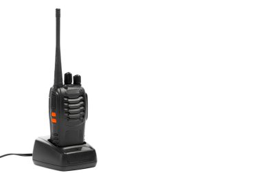 şarj istasyonu, beyaz izole üzerinde taşınabilir radyo telsizi