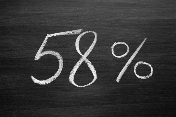 58 percent header written with a chalk on the blackboard — Stock Photo, Image