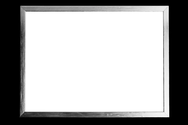 Silver metallic frame with copy-space, black background — Stock Photo, Image