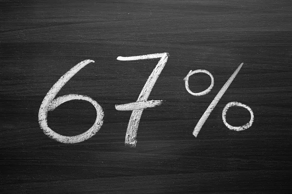 67 percent header written with a chalk on the blackboard — Stock Photo, Image