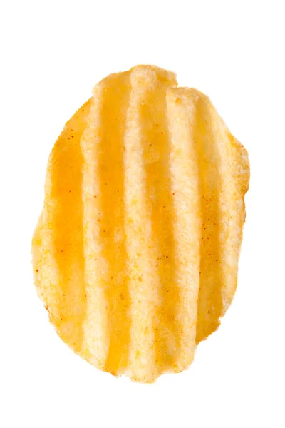 Rippled potato chip on white — Stock Photo, Image