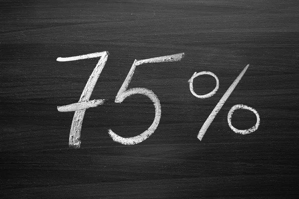 75 percent header written with a chalk on the blackboard — Stock Photo, Image