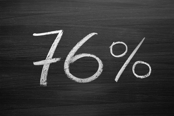 76 percent header written with a chalk on the blackboard — Stock Photo, Image