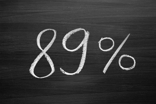 89 percent header written with a chalk on the blackboard — Stock Photo, Image