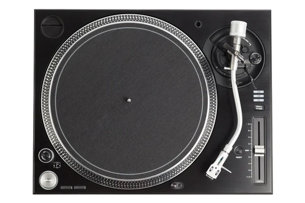 Professioneller DJ Plattenspieler isoliert auf weiß, Draufsicht — Stockfoto