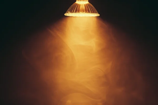 Lâmpada de halogéneo com reflector, luz quente no nevoeiro — Fotografia de Stock