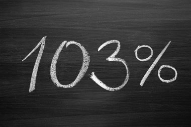 103 yüzde üstbilgisi ile bir Tebeşir tahtaya yazılmış