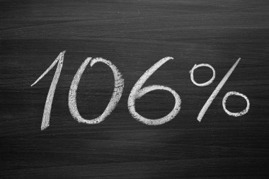 106 yüzde üstbilgisi ile bir Tebeşir tahtaya yazılmış